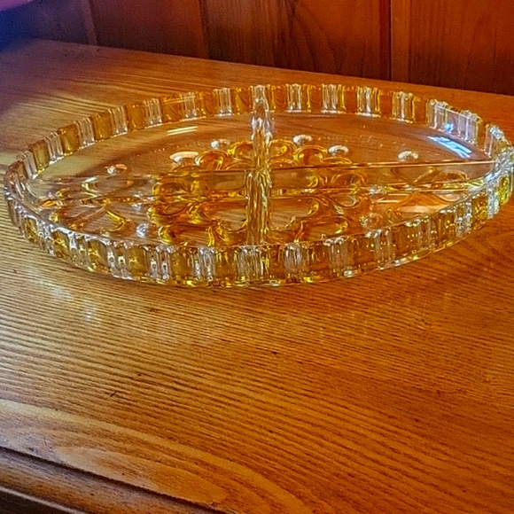 MCM WALTHER GLASS CABARET CRYSTAL DIVIDED SERVING DISH - Picture 2 of 7